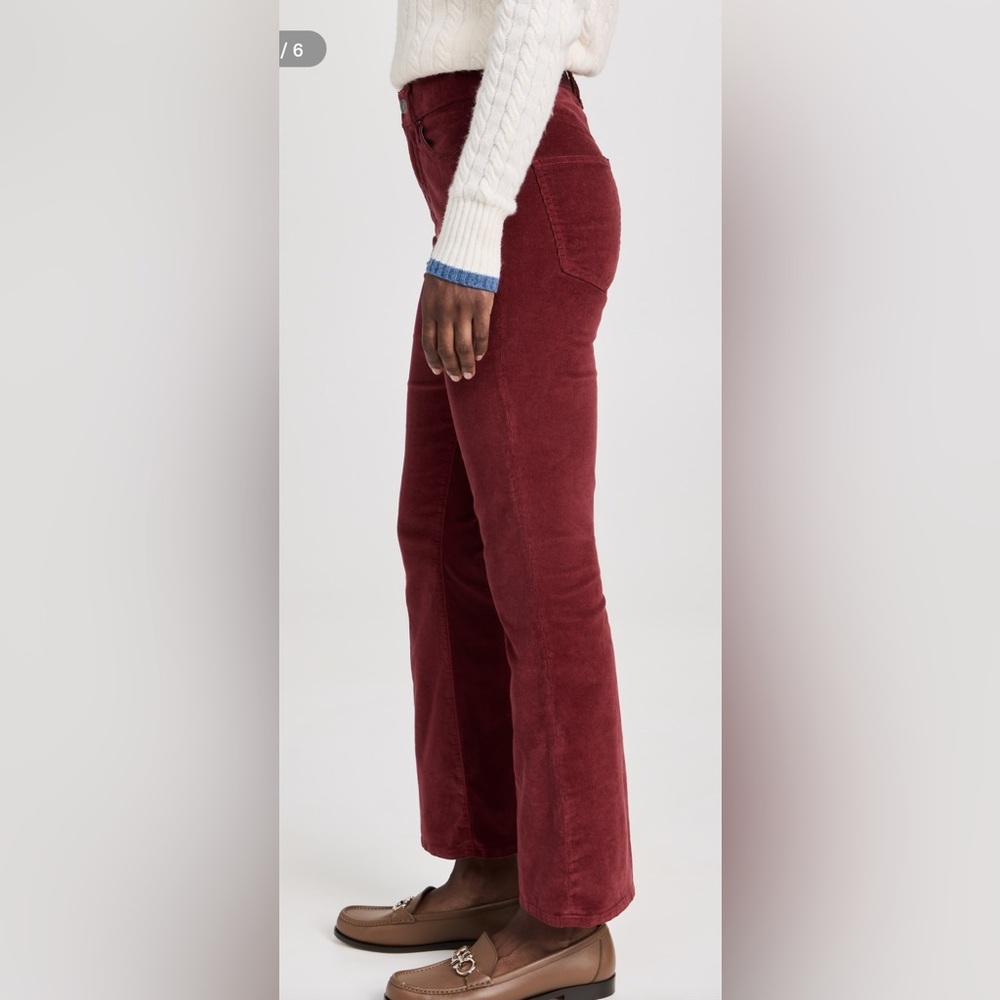 Veronica beard Carson cord high rise ankle flare in oxblood, size 27 - Picture 8 of 16
